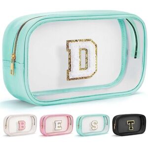 Cosmetic Bag with Gold 'D' Initial